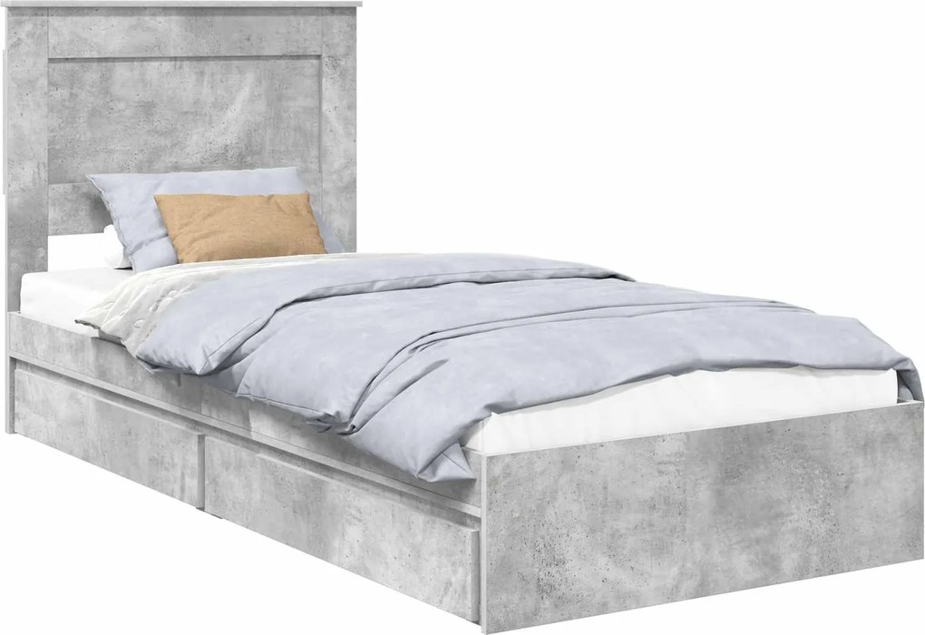 vidaXL Pat cu storage Gri din beton 100 x 200 cm Lemn compozit