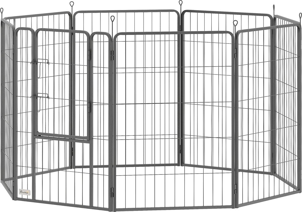 PawHut Tarc octogonal pentru pui cu 8 panouri tarc pentru pui cu 8 plăci de grilaj ușă țăruși pentru sol flexibil pliabil 100 cm înălțime | Aosom Romania
