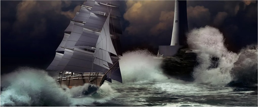 Tablou - Vapor în furtună (120x50 cm)