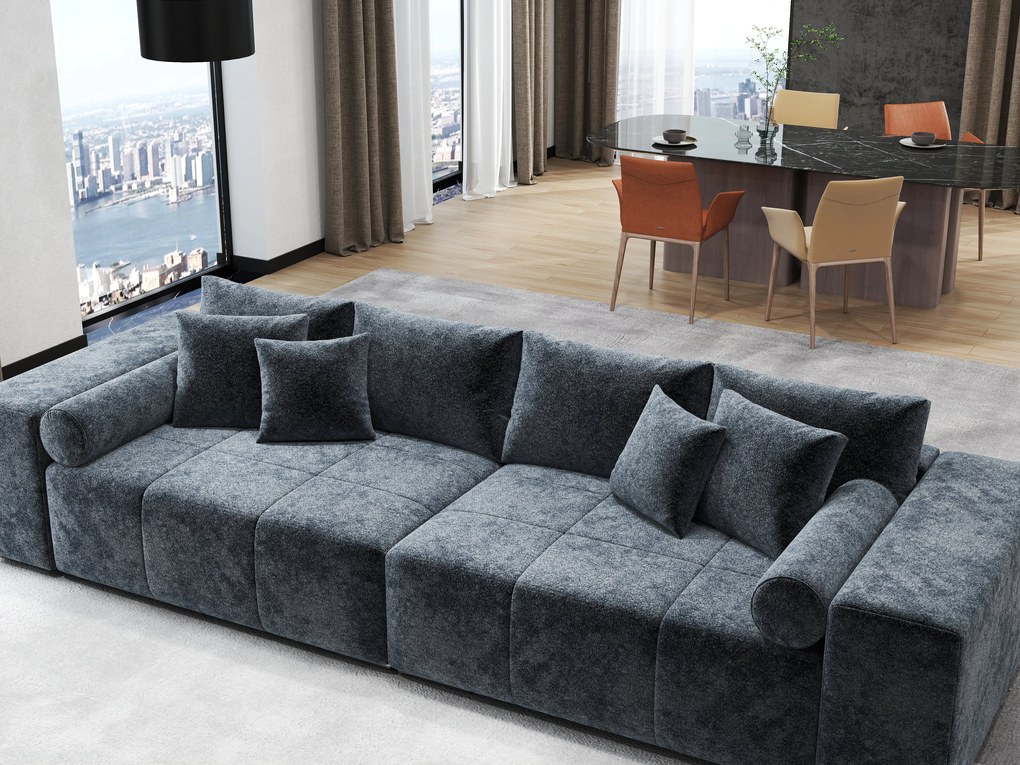 Canapea extensibilă dumonde cu ladă de depozitare si sezut confortabil din spuma high-density, Marbela Euphoria Grafit XXL 295x100 cm