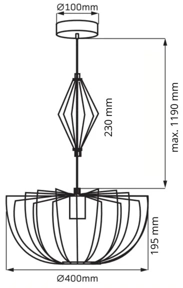 Lustră pe cablu JASMINA 1xE27/20W/230V d. 40 cm auriu