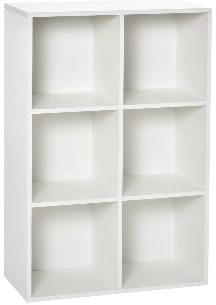 HOMCOM Raft pentru Cărți Cu 6 Cuburi de Depozitare din Lemn de 3 Nivele pentru Sufragerie Dormitor Birou 65,5x30x97,5 cm Alb | Aosom Romania
