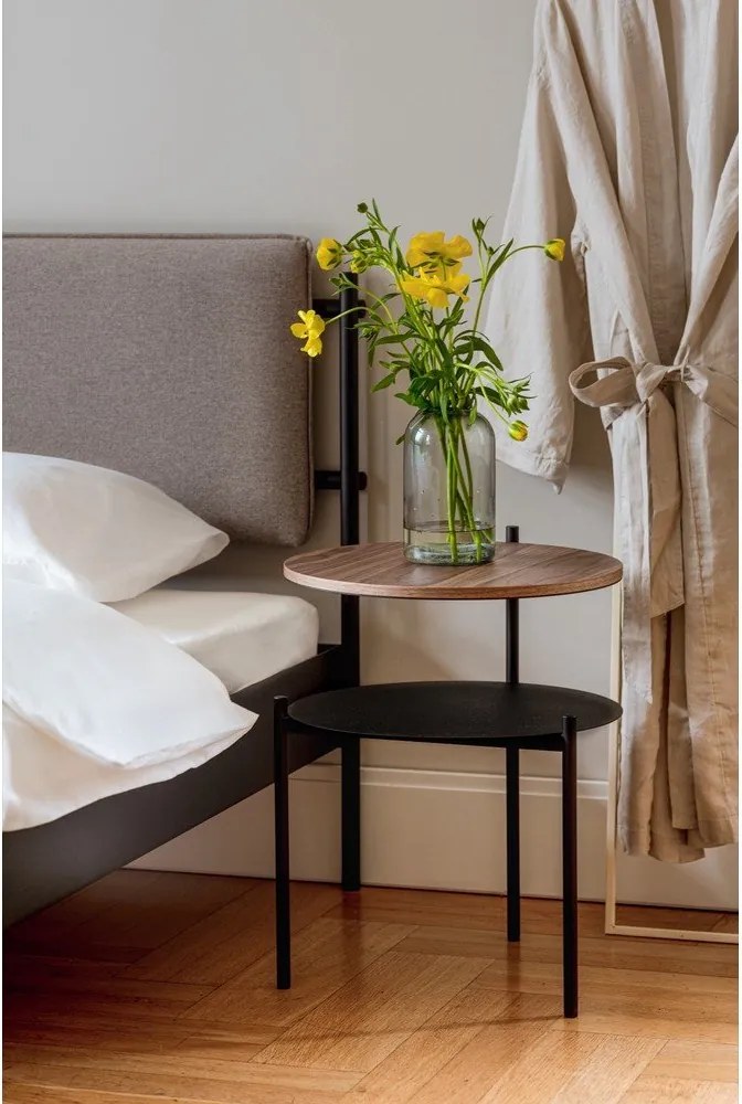 Pat matrimonial negru tapițat din oțel cu somieră 200x200 cm Eton Basic – noo.ma