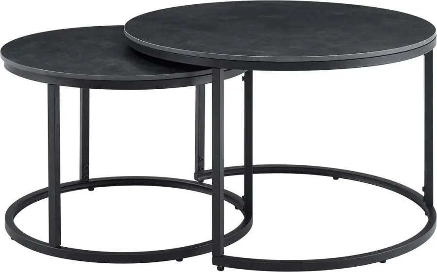 Set de 2 masute cu blat ceramic gri ELEGANCE 75cm