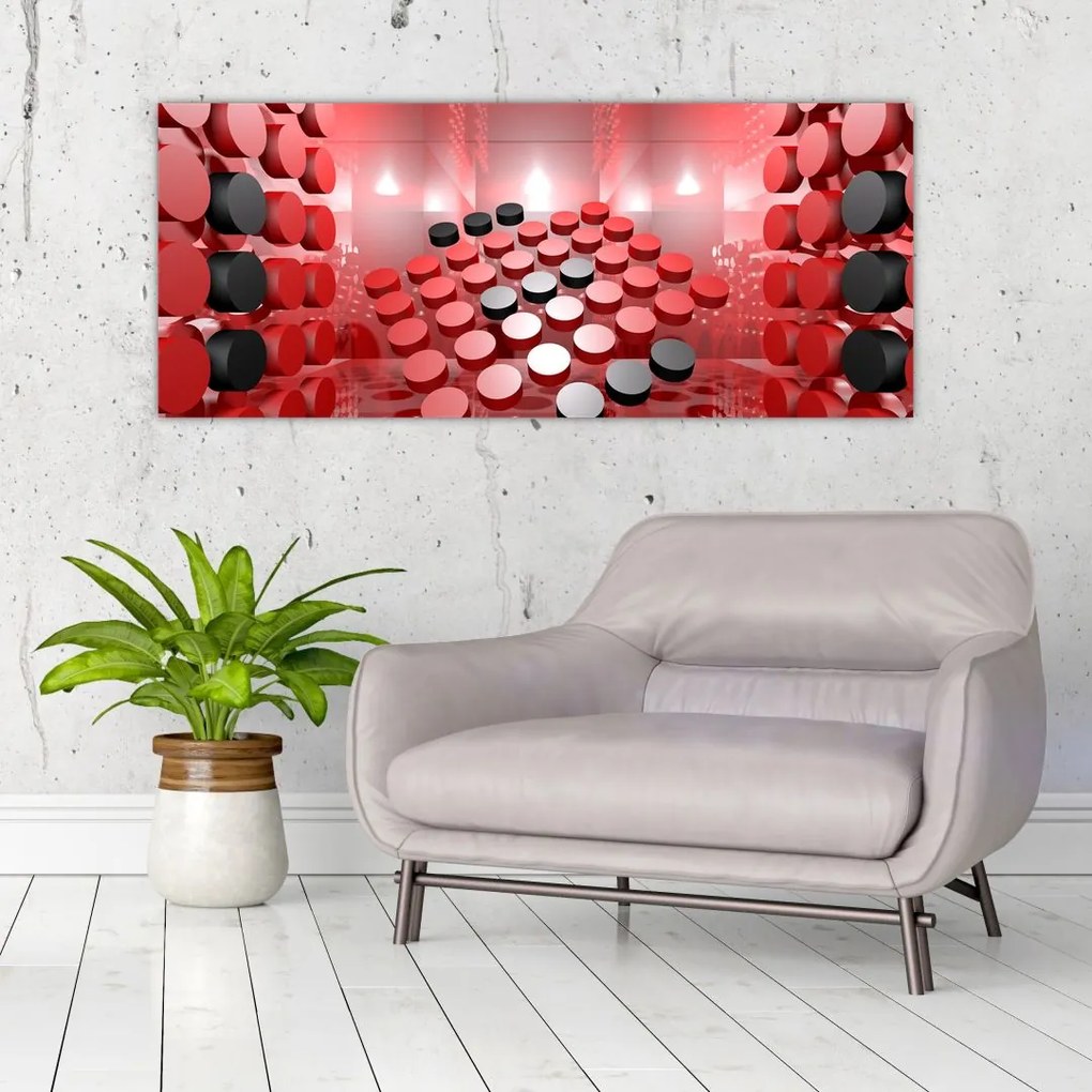 Tablou cu abstracți din butoane (120x50 cm)