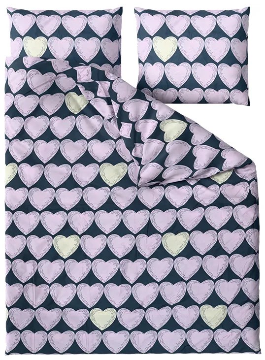 Lenjerie din microfibra VIOLET HEARTS mov deschis Dimensiune lenjerie de pat: 2 buc 70 x 80 cm | 160 x 200 cm
