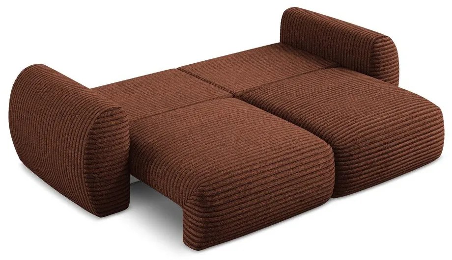 Canapea teracotă extensibilă/cu spațiu de depozitare cu tapițerie din catifea reiată 266 cm Kini – Makamii