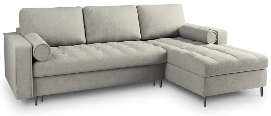 Canapea extensibilă cu șezlong dreapta Milo Casa Santo, gri deschis