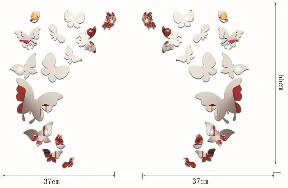 Set 28 autocolante oglindă de perete Ambiance Butterfly