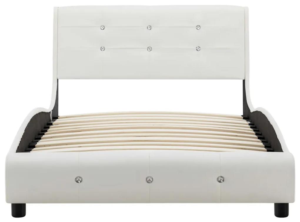 Cadru de pat, alb, 90 x 200 cm, piele ecologica Alb, 90 x 200 cm