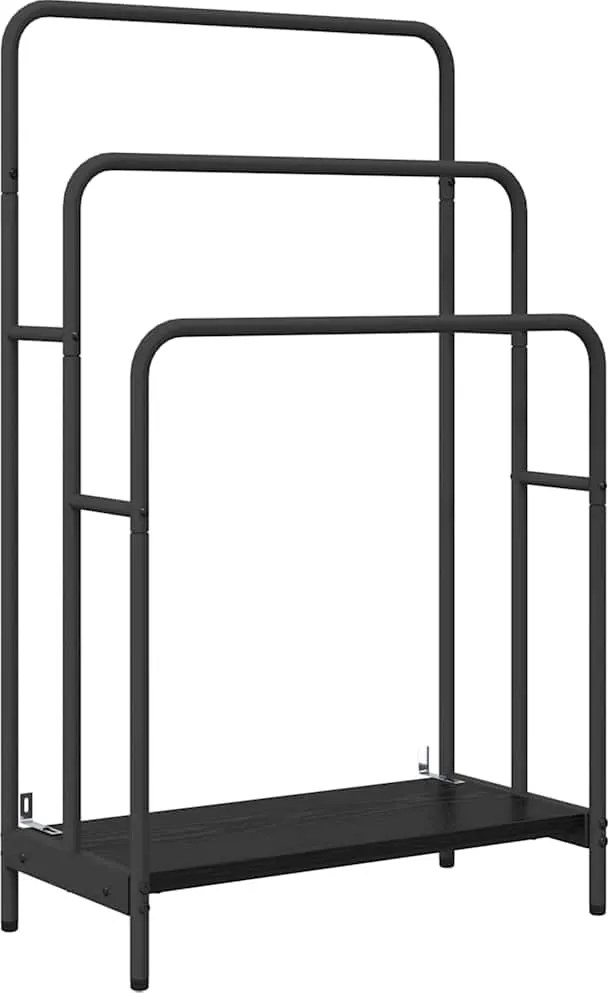 vidaXL Stativ pentru haine cu raft Stejar Negru 60 x 30 x 100,5 cm