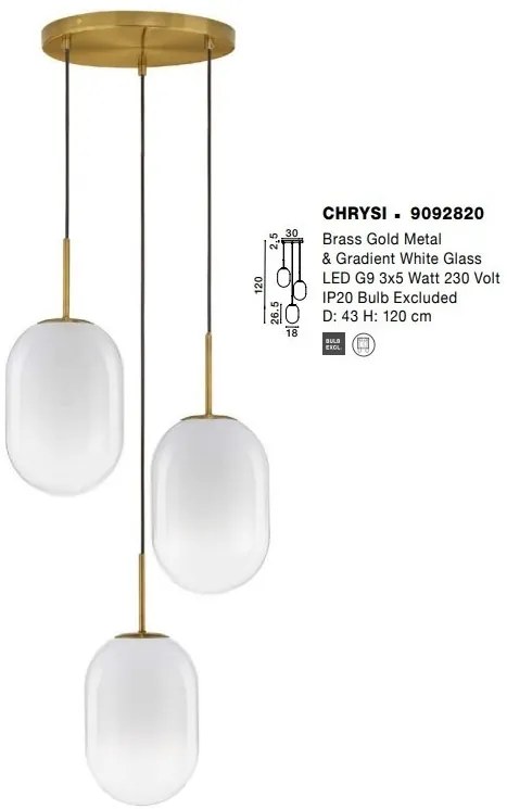 Lustra cu 3 pendule design modern CHRYSI