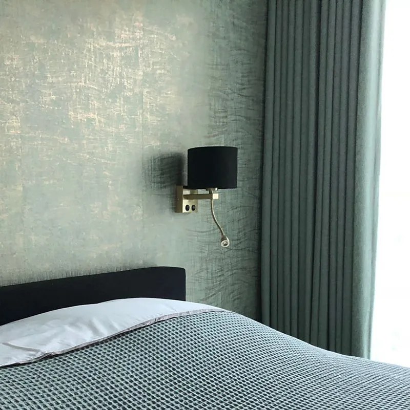 Lampa de perete moderna din alamă cu abajur din catifea neagră - Brescia