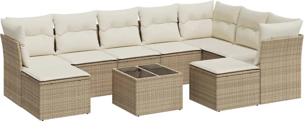vidaXL Set canapele de grădină cu perne, 10 piese, bej, poliratan