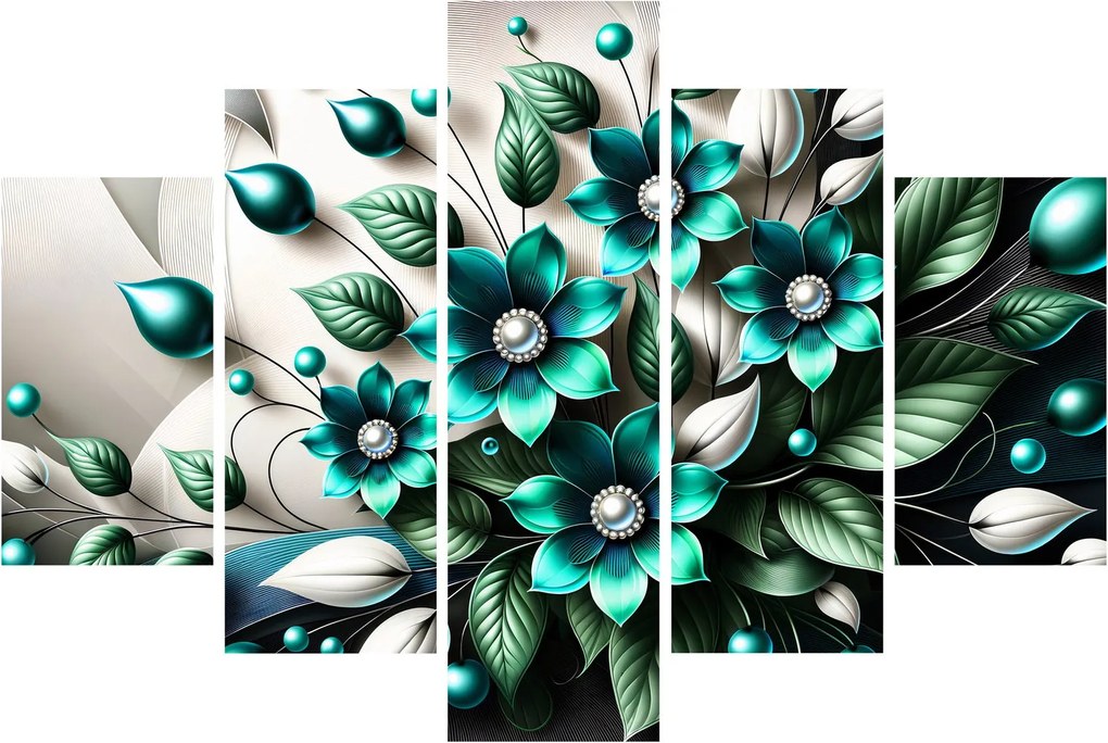 Tablou - Flori turcoaz 3D (150x105 cm)