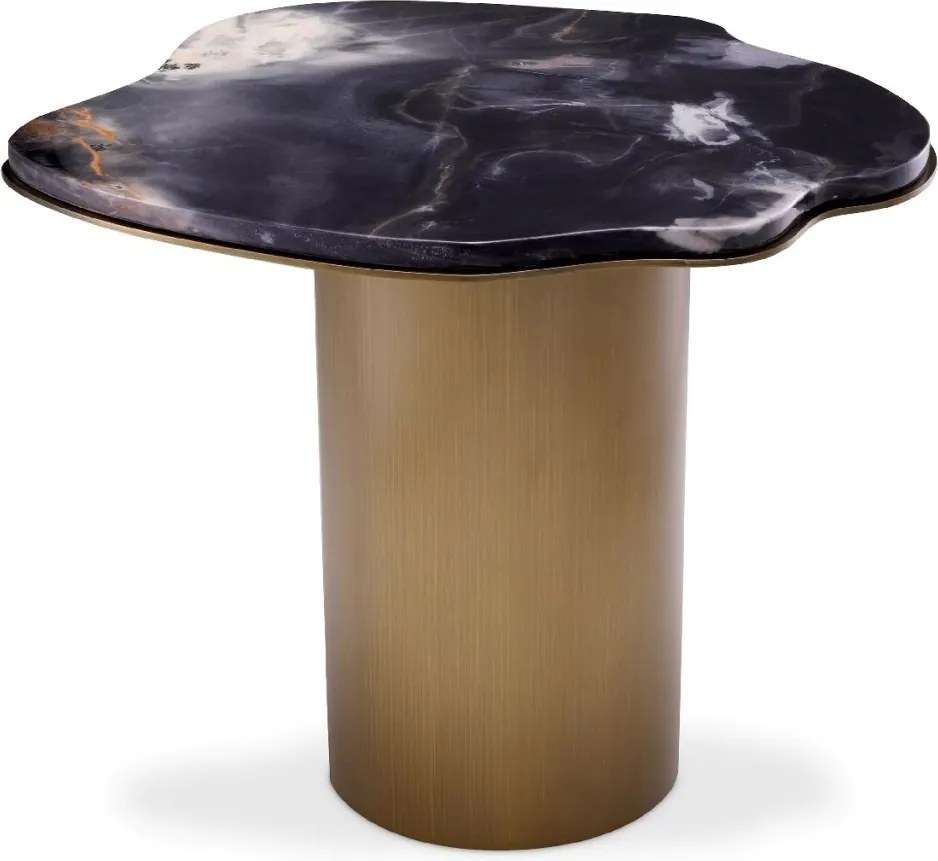 Masuta laterala design LUX cu blat din marmura neagra Shapiro