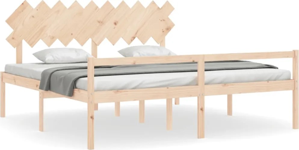 vidaXL Cadru de pat senior cu tăblie, 200x200 cm, lemn masiv