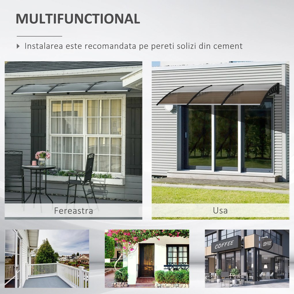 Outsunny Copertina de Exterior 300x 96cm din Policarbonat si Aluminiu | Aosom Ro