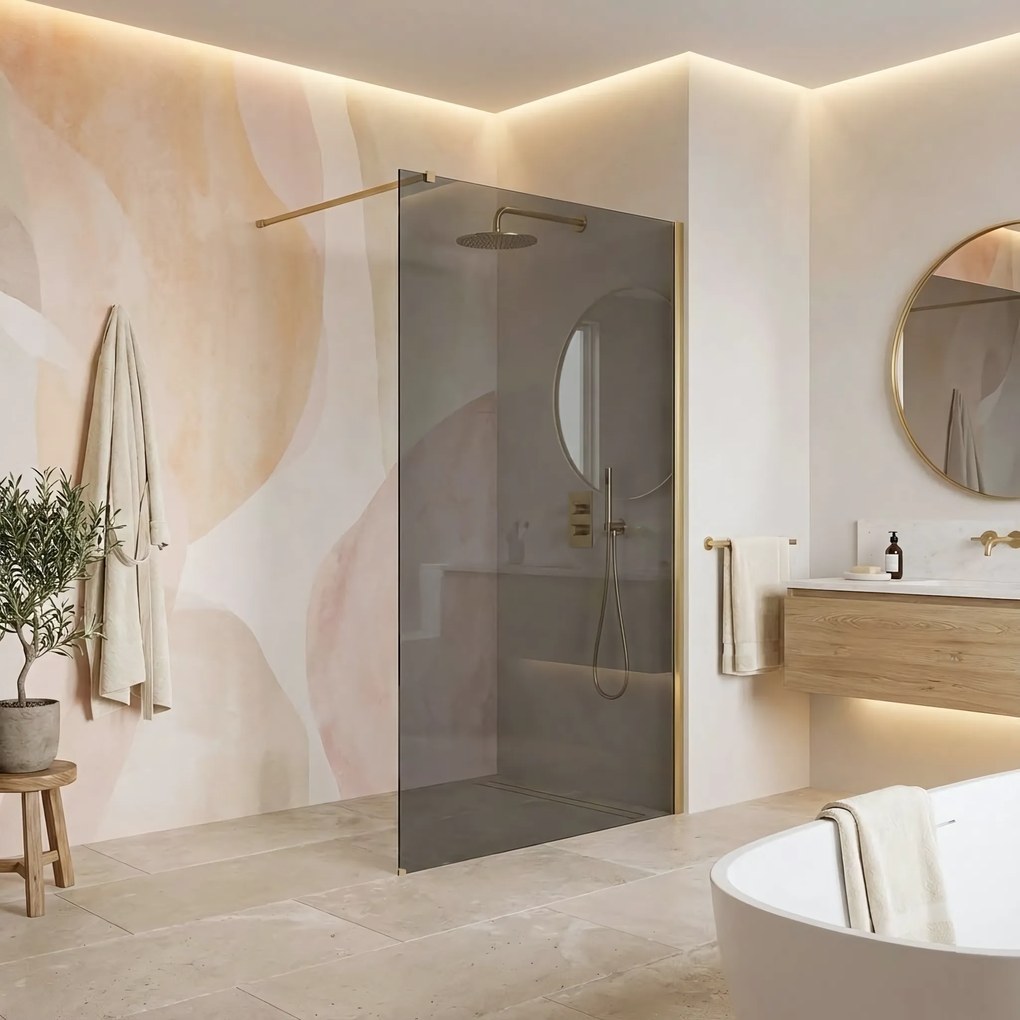 Paravan de dus Rea Flexi Grey / Brush Gold 80