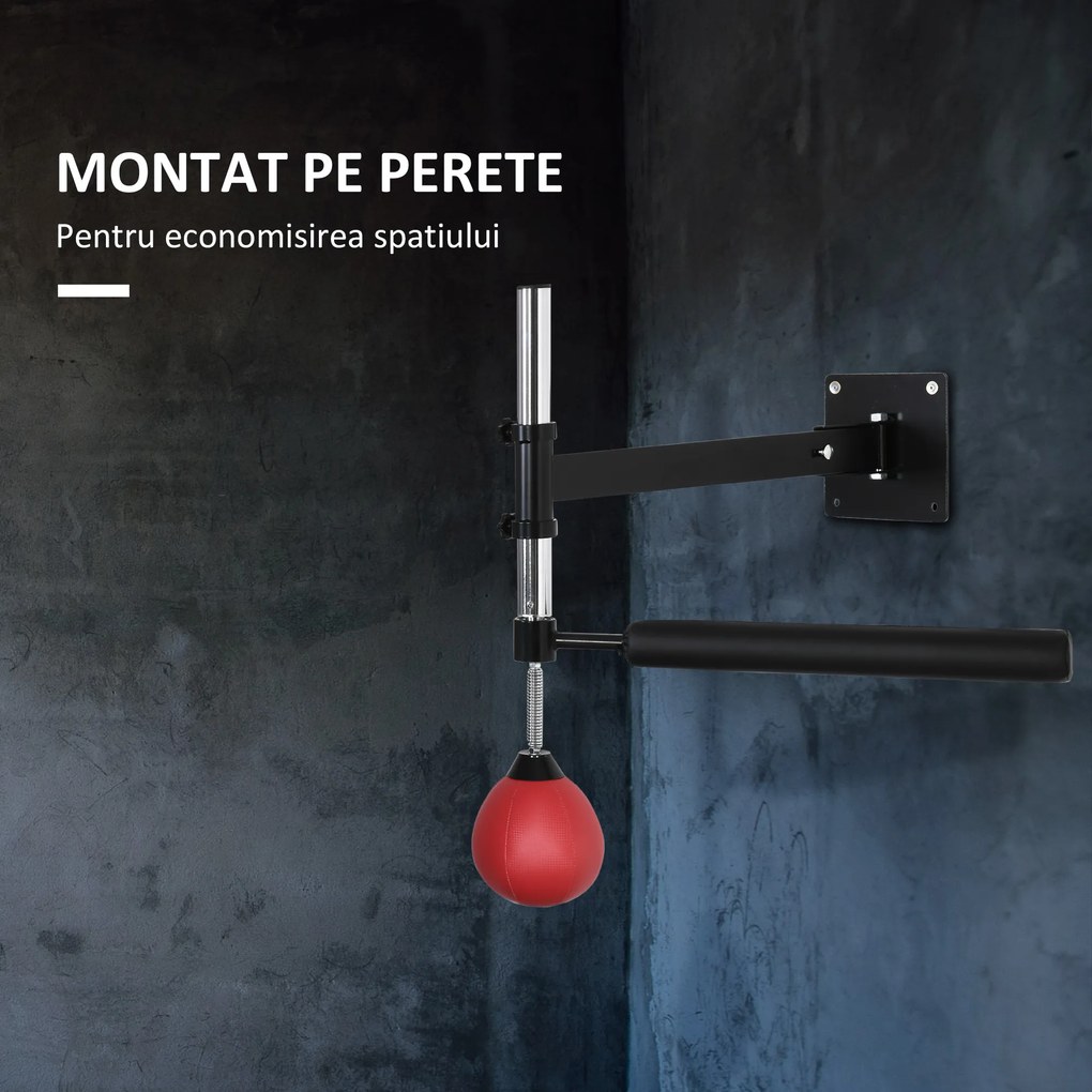 HOMCOM Pară de Viteză pentru Box și MMA cu Înălțime Reglabilă și Tijă, 79x72x20 cm, Roșu | Aosom Romania