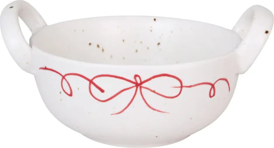 Bol decorativ vintage din ceramică, alb cu detalii albastre „Viola Bow”