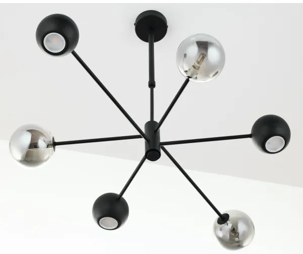 Lustră pe tijă Jupiter 1974 MOKA 3xGU10/10W/230V + 3xG9/10W/230V negru/crom