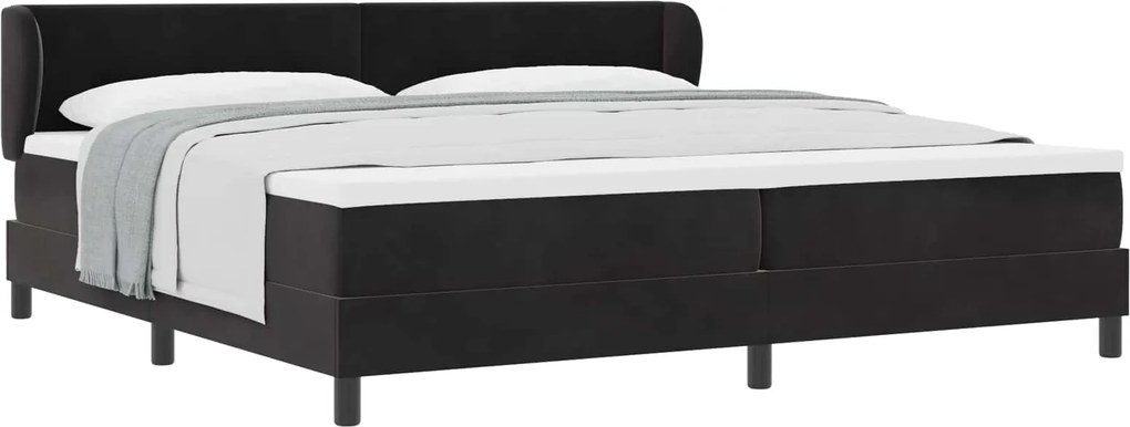 vidaXL Pat cu arcuri cu saltea cu headboard Negru 200 x 200 cm Catifea