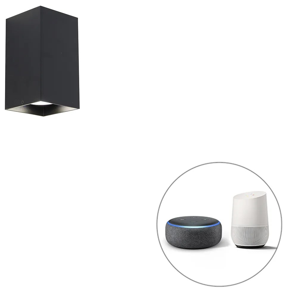 Lampă de perete pătrată inteligentă neagră inclusiv Wifi GU10 - Sabbir