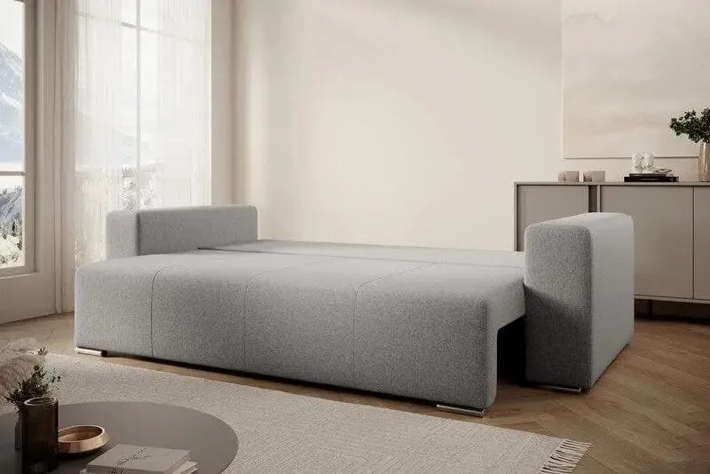 Canapea extensibilă dumonde cu ladă de depozitare si sezut confortabil din spuma high-density, Marbela New Grey 245x100 cm