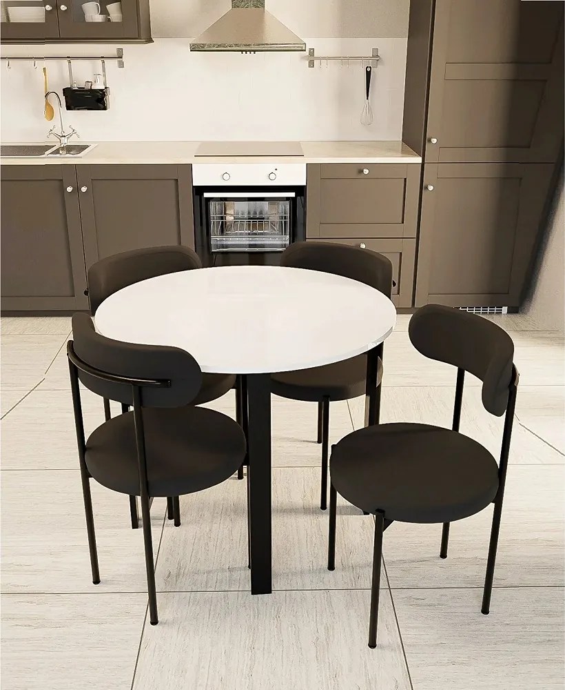 Masa bucatarie Onita rotund culoare alb-negru,R90 X 75 cm
