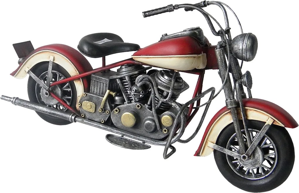 Macheta motocicleta retro metal rosie 37 cm x 19 cm x 13 cm