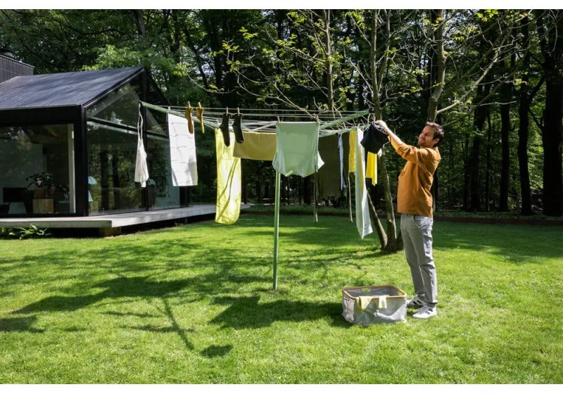 Uscator de rufe pentru exterior Brabantia TopSpinner 90300260, 40 m, Tepusa din metal pentru infigere, Rezistent la coroziune, Inox