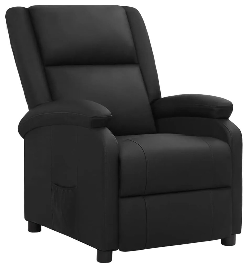 3093189 vidaXL Fotoliu rabatabil cu ridicare, negru, piele naturală