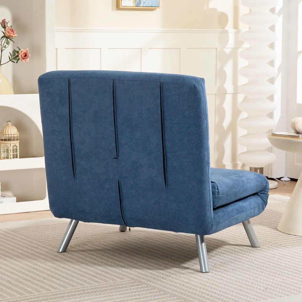HOMCOM Fotoliu tapitat cu funcție de pat, design 2-in-1, Fotoliu de dormit, Pat de oaspeți, Husă de stofă, cu pernă, Albastru | Aosom Romania