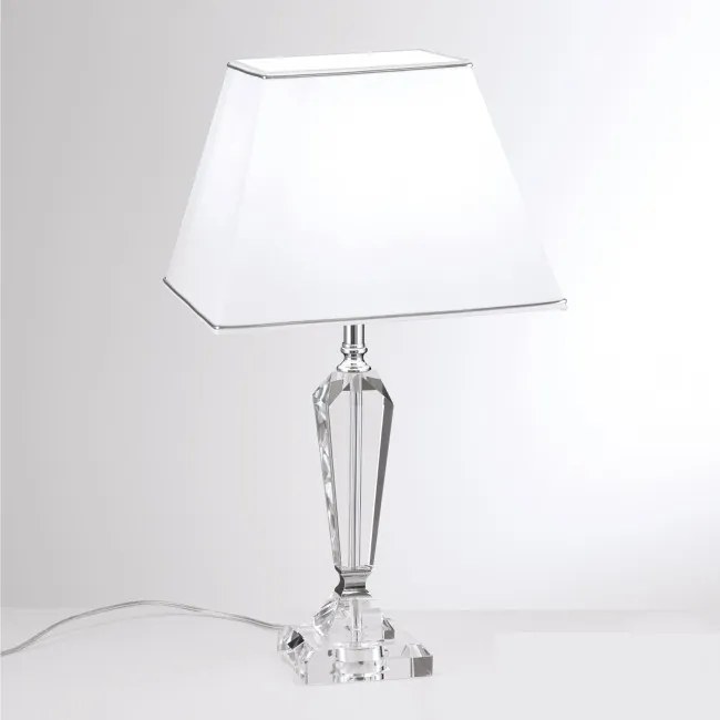 Veioza, lampa de masa design LUX VERONIQUE, crom/ abajur alb