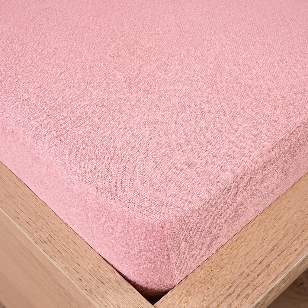 Cearșaf de pat 4Home din frotir, roz, 90 x 200 cm, 90 x 200 cm
