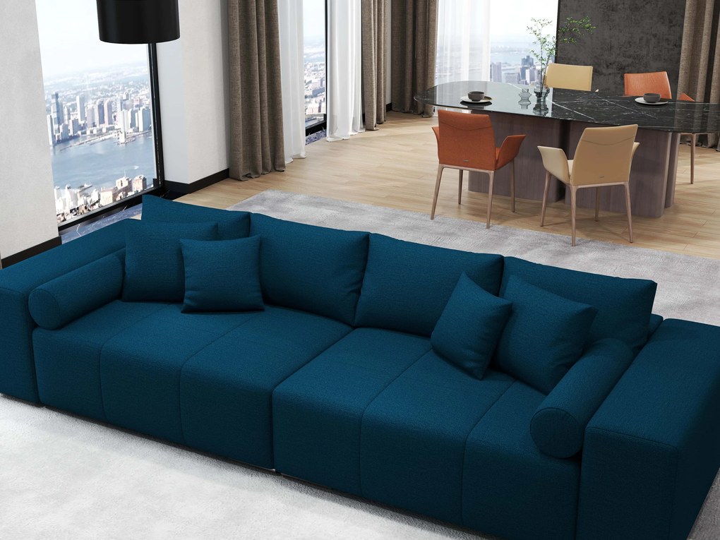 Canapea extensibilă dumonde cu ladă de depozitare si sezut confortabil din spuma high-density, Marbela Enjoy Petrol XXL 295x100 cm