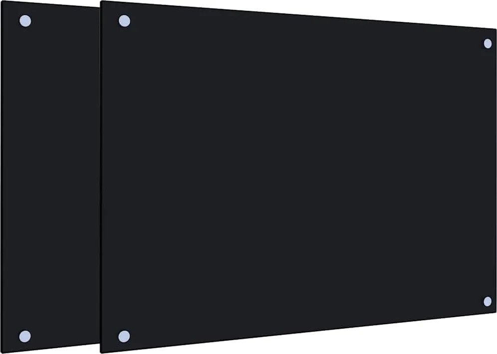 vidaXL Panou antistropi bucătărie 2 buc. negru 70x50cm sticlă securiz.