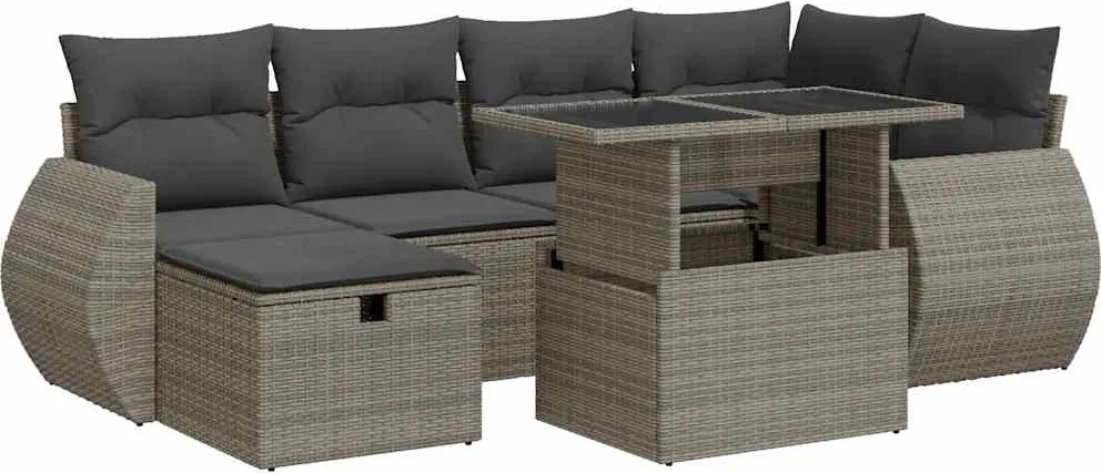 vidaXL Set canapele grădină cu perne 8 piese gri poliratan/lemn acacia