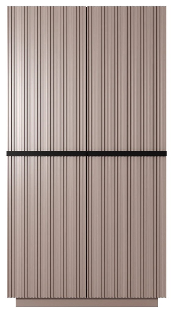 Dulap dormitor Nicole 100 cm - MDF roz antic / mânere negre