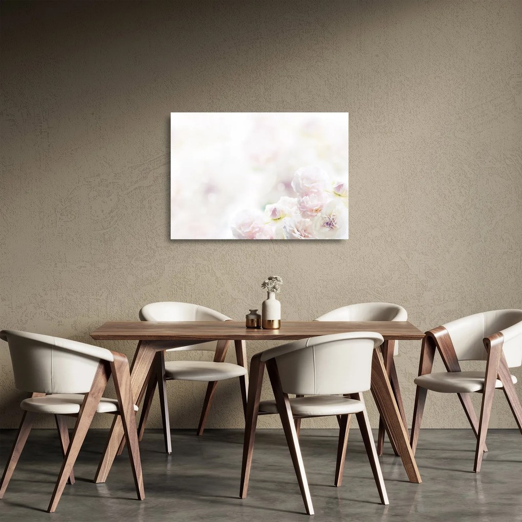 Tablou pe sticlă cu flori fragede (70x50 cm)