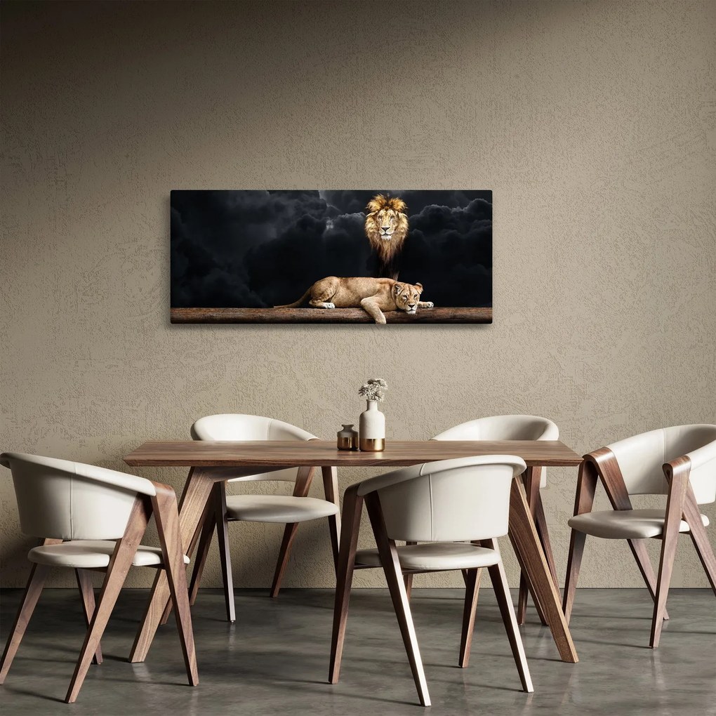 Tablou - Leu și leoaică (120x50 cm)