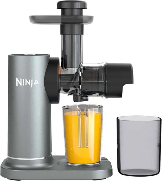 Storcator de fructe 3in1 Ninja NeverClog JC152EU, 150 W, 700 ml, Presare la rece, Taiere, Razuire, Filtre pentru pulpa, Gri