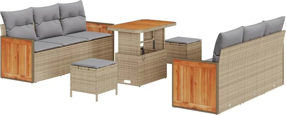 vidaXL Set de canapele pentru grădină 11 pcs Beige și gri deschis