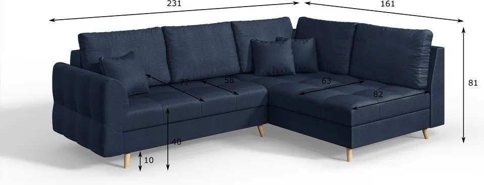 Colțar albastru închis (pe partea dreaptă) Ariella – Ropez