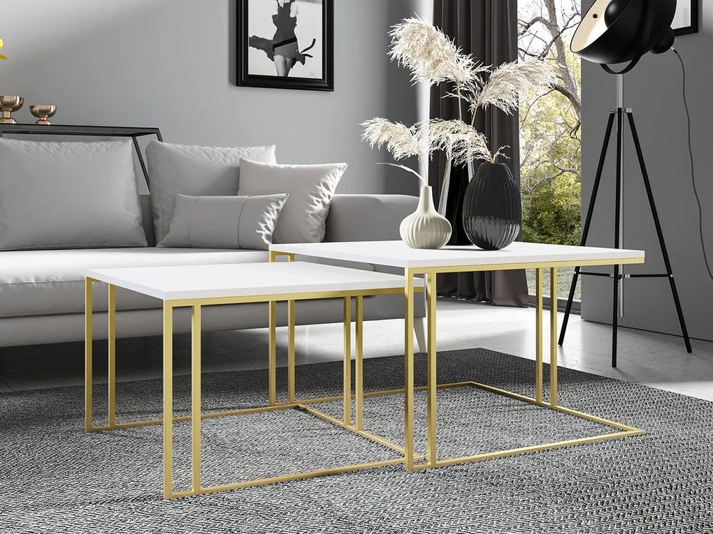 Set 2 măsuțe cafea Froyd Gold (auriu + Marmură Alb) . 1105863