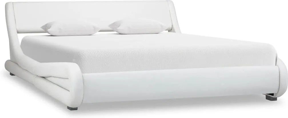 Cadru de pat, alb, 120 x 200 cm, piele ecologica