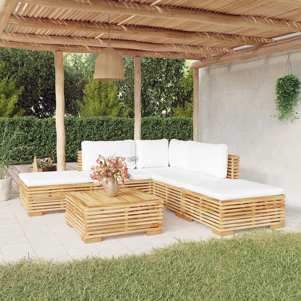 3100853 vidaXL Set mobilier grădină cu perne, 6 piese, lemn masiv de tec