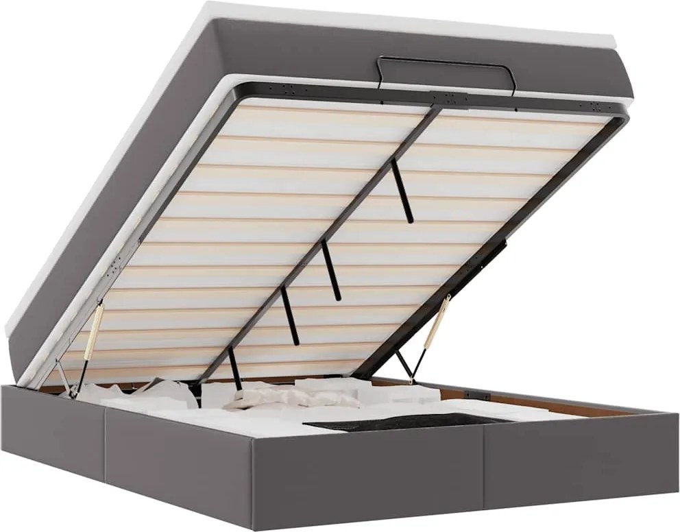 vidaXL Cadru de pat otoman cu saltea gri 140x190cm piele artificială