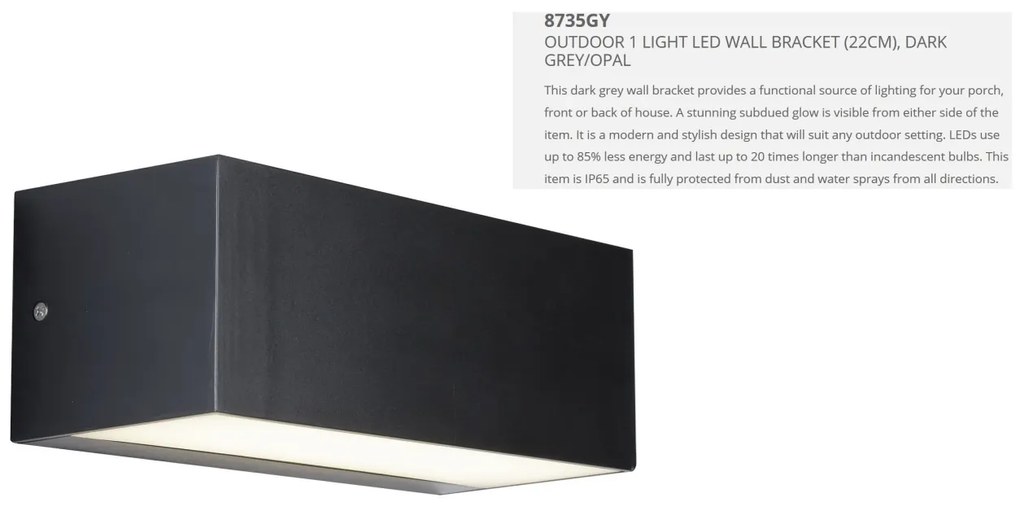 Aplica perete LED dimabila de exterior IP65 Up and Down 8735GY SRT